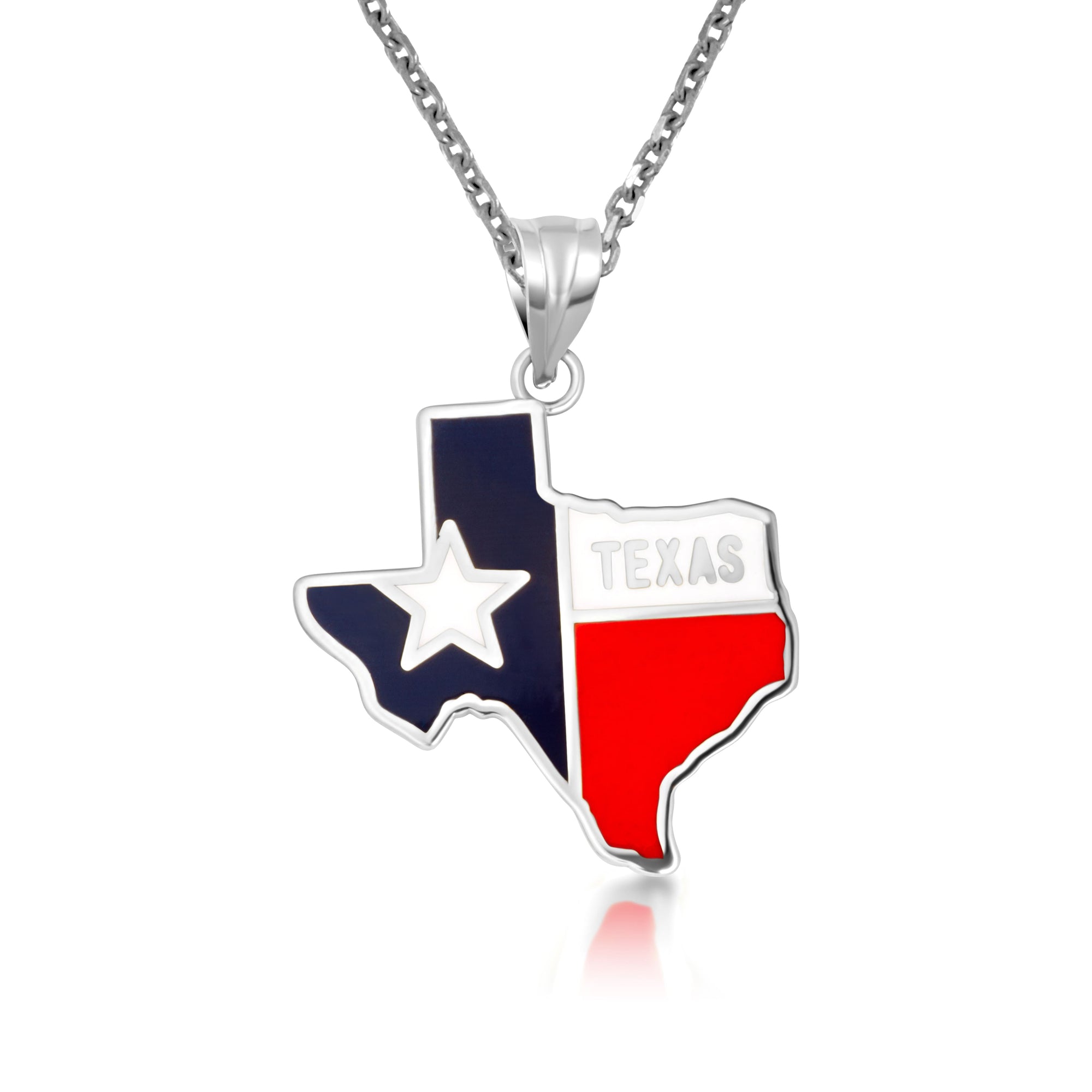 Sterling Silver Enamel Texas Lone Star State Pendant Necklace, view 5