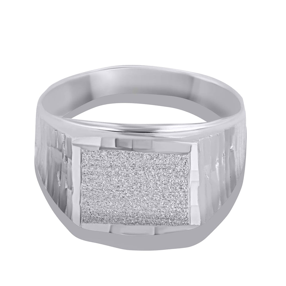 Sterling Silver Engravable Diamond Cut Textured Signet Ring