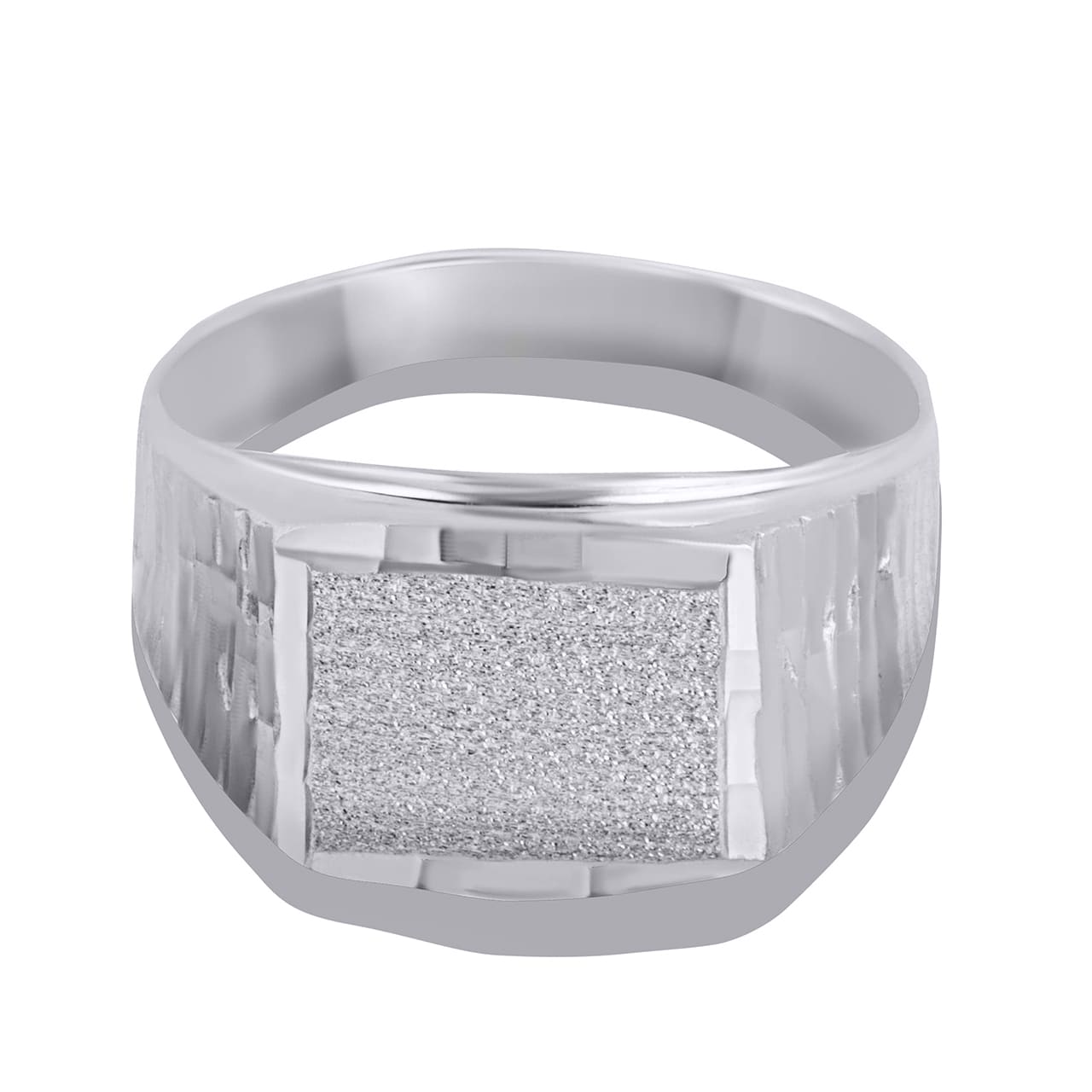 Sterling Silver Engravable Diamond Cut Textured Signet Ring