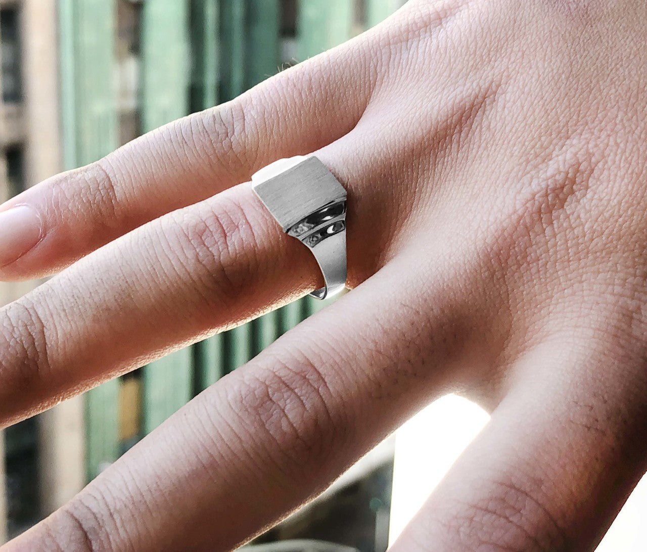 Sterling Silver Engravable Men's Signet Ring — Depth: 0.21, view 2