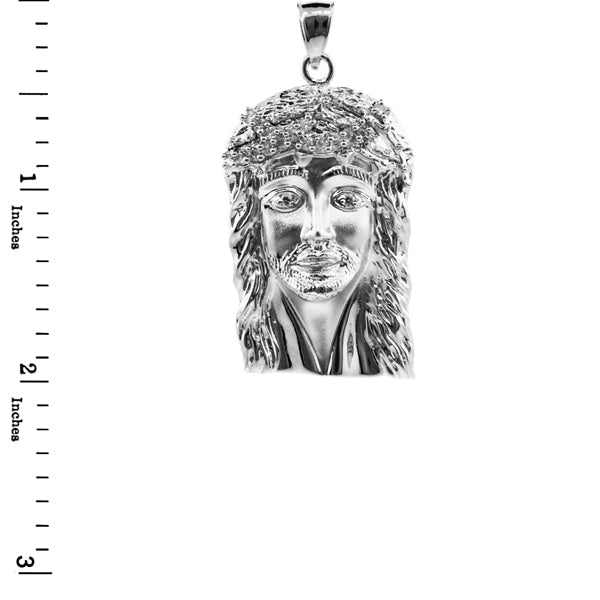 Sterling Silver Face of Jesus Pendant with CZ (Medium), view 2
