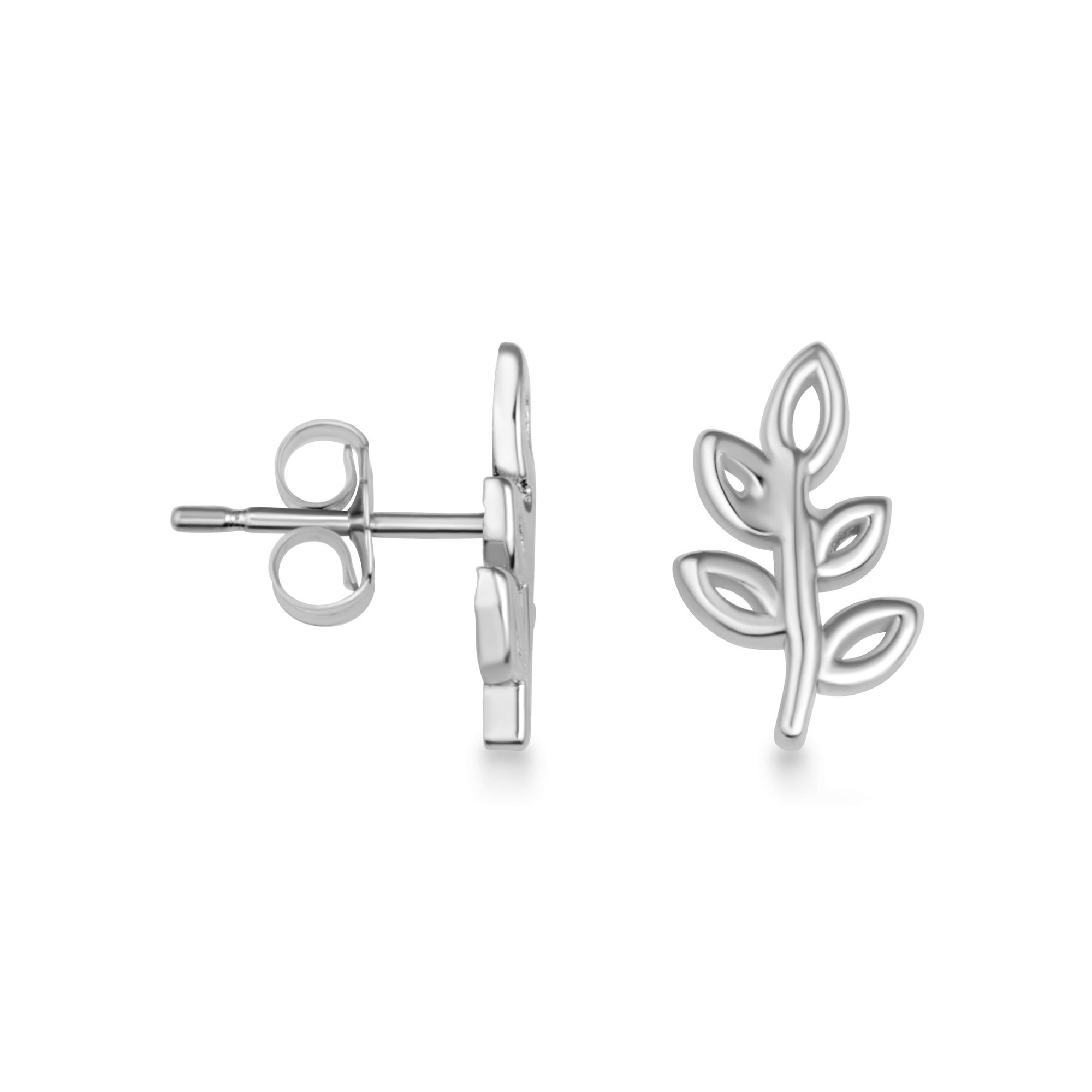 Sterling Silver Fern Leaf Stud Earrings