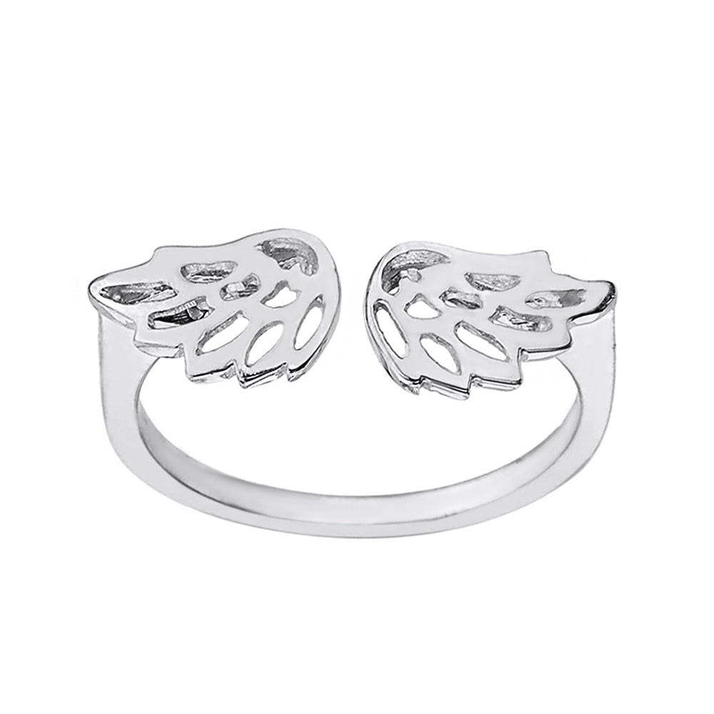 Sterling Silver Filigree Angel Wings Adjustable Ring