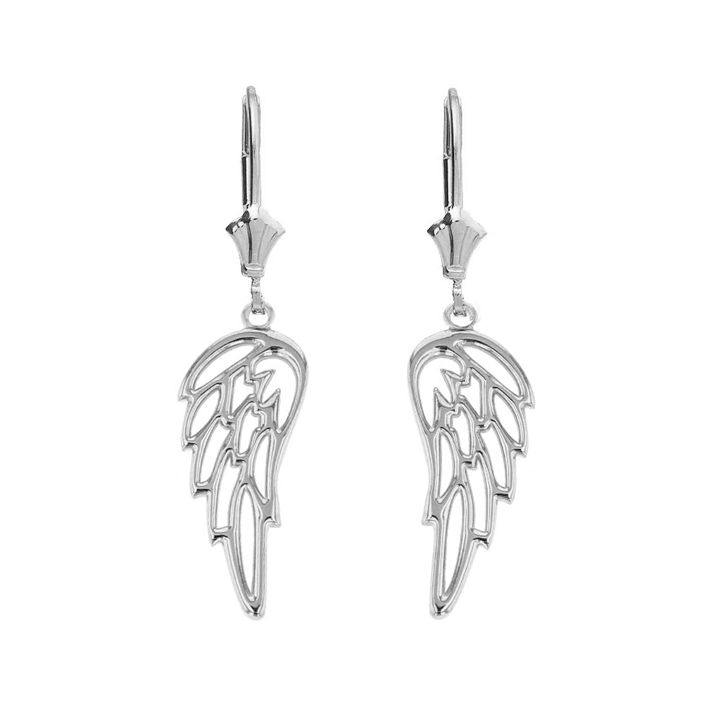 Sterling Silver Filigree Guardian Angel Wing Drop Earring Set