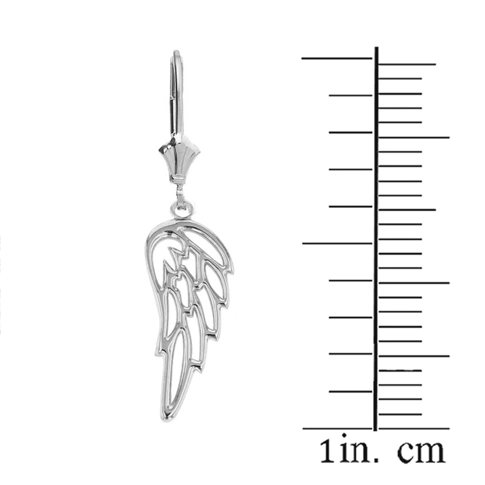 Sterling Silver Filigree Guardian Angel Wing Drop Earring Set, view 2