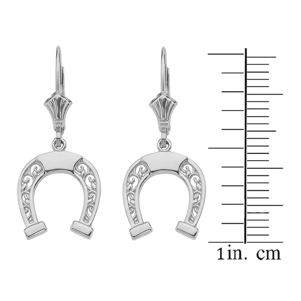 Sterling Silver Filigree Horseshoe Earrings, view 2