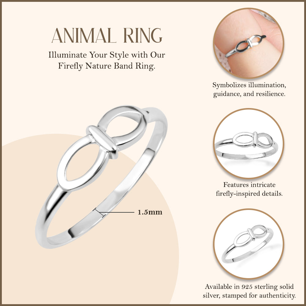 Sterling Silver Firefly Nature Band Ring, view 3