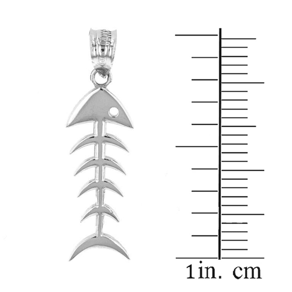 Sterling Silver Fish Bone Skeleton Pendant Necklace, view 3