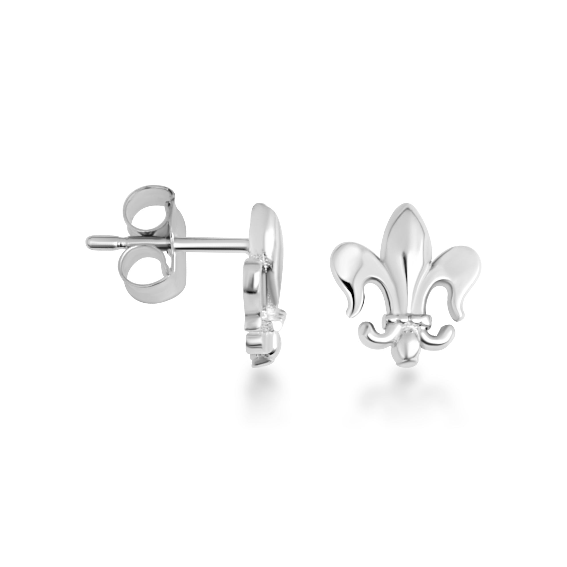 Sterling Silver Fleur-de-Lis French Stud Earrings