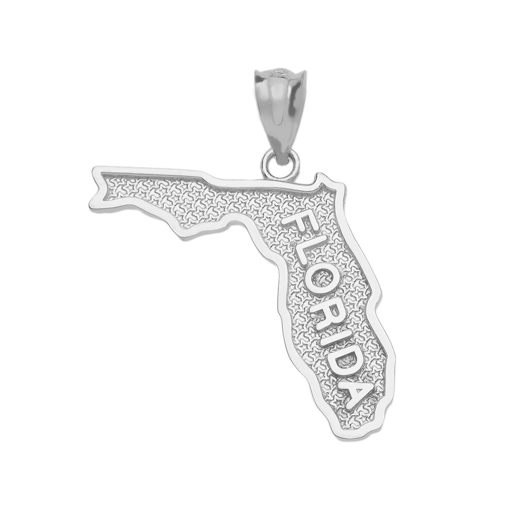 Sterling Silver Florida State Map Pendant Necklace, view 2
