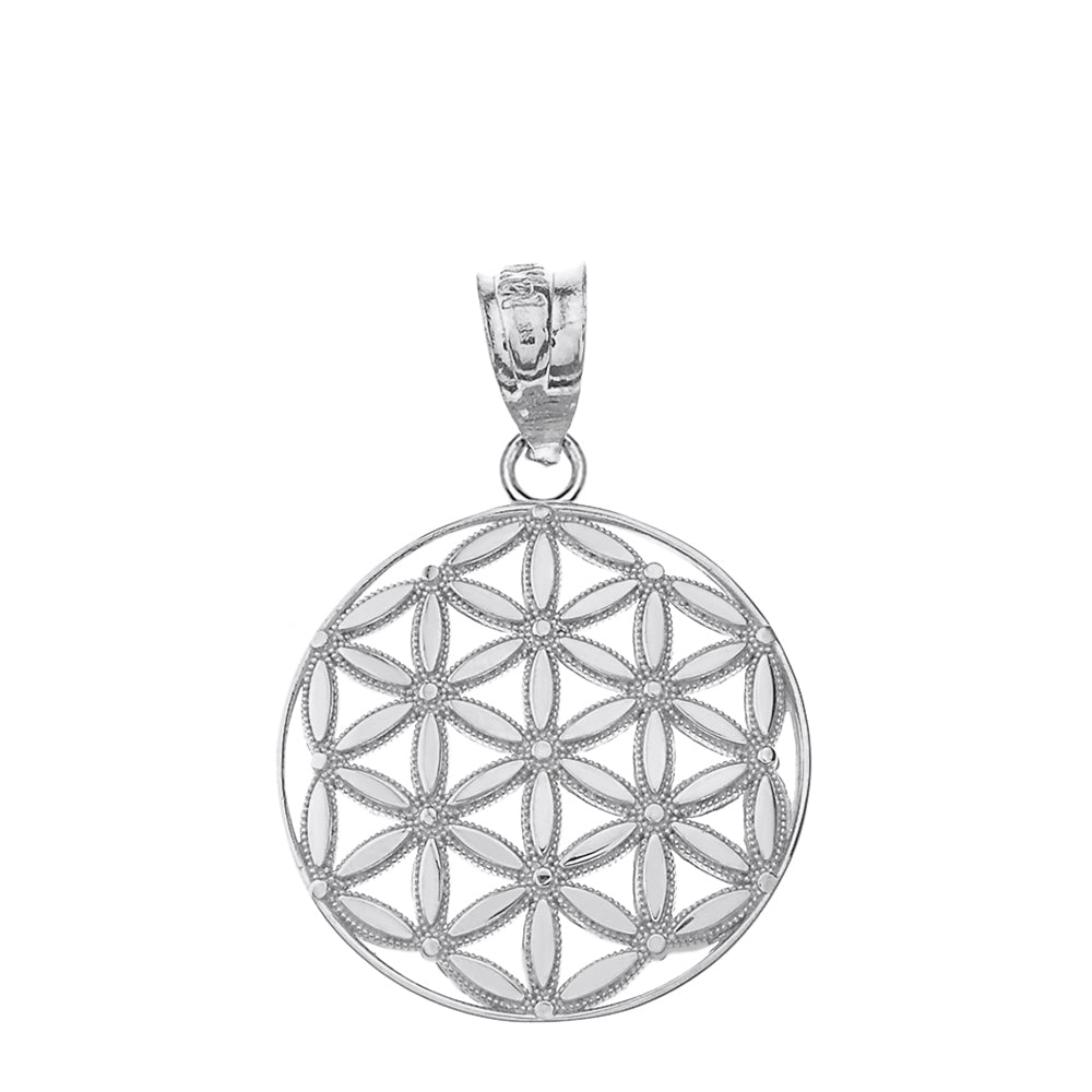 Sterling Silver Flower of Life Sacred Geometry Pendant Necklace, view 2