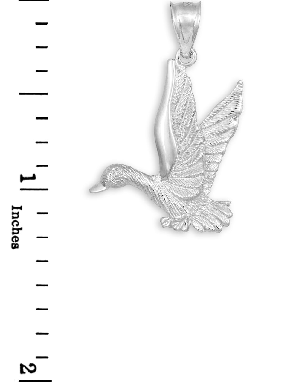 Sterling Silver Flying Mallard Duck Pendant Necklace, view 3