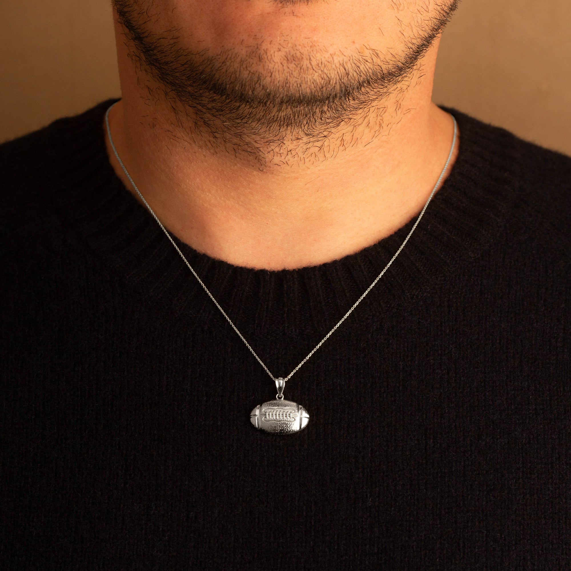 Sterling Silver Football Necklace, view 2