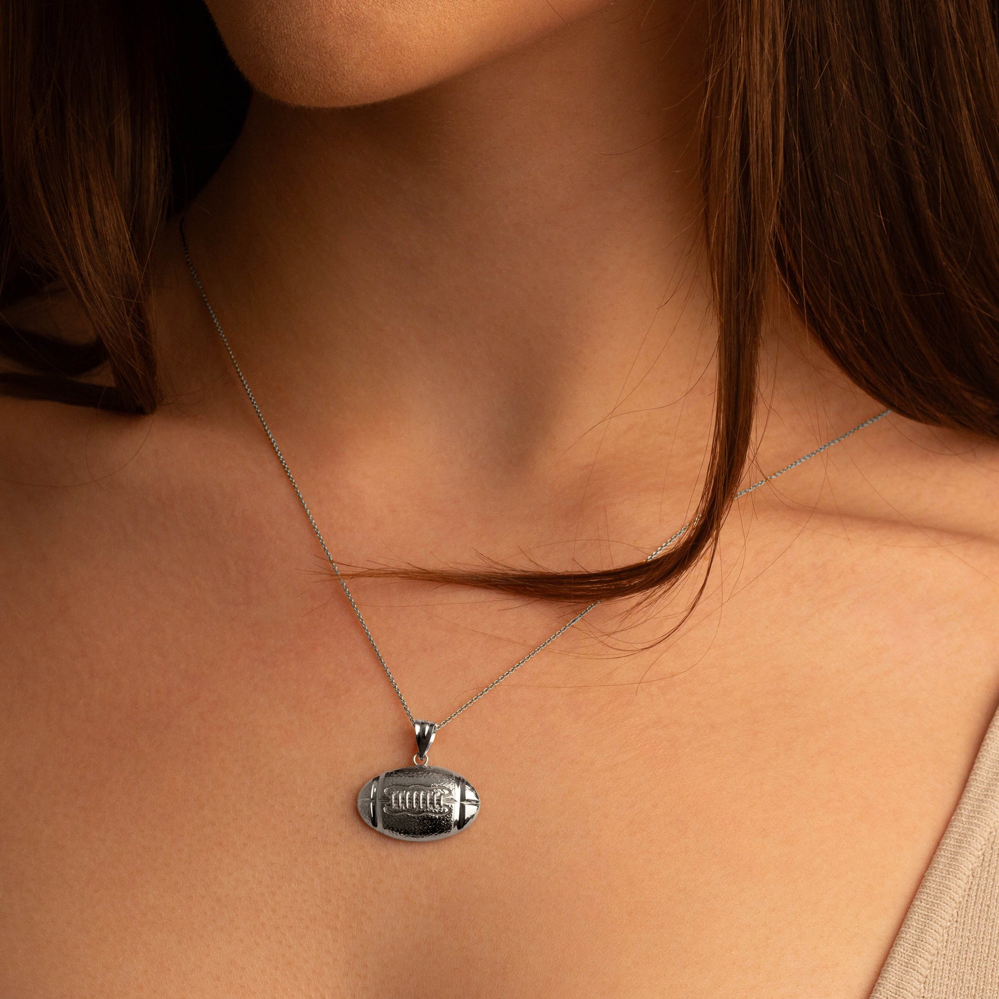 Sterling Silver Football Necklace, view 3