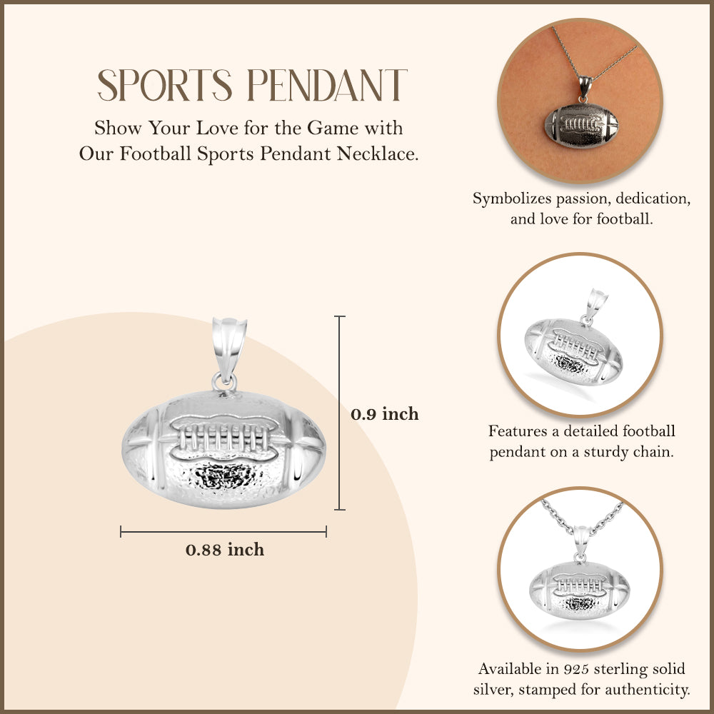 Sterling Silver Football Necklace, view 4