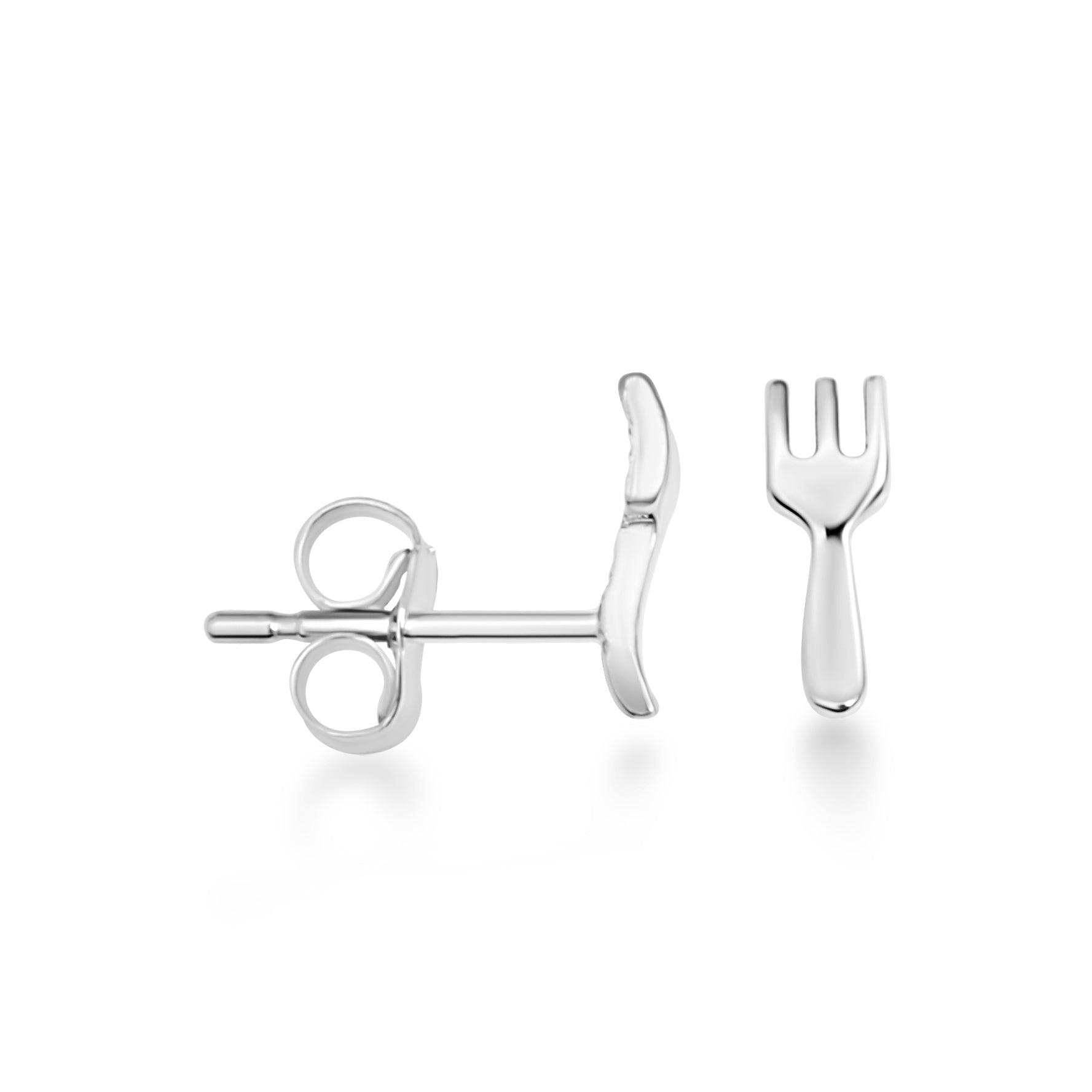 Sterling Silver Fork Food Stud Earrings