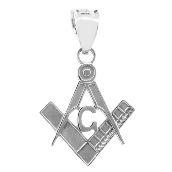 Sterling Silver Freemason Small Square & Compass Pendant Necklace, view 3