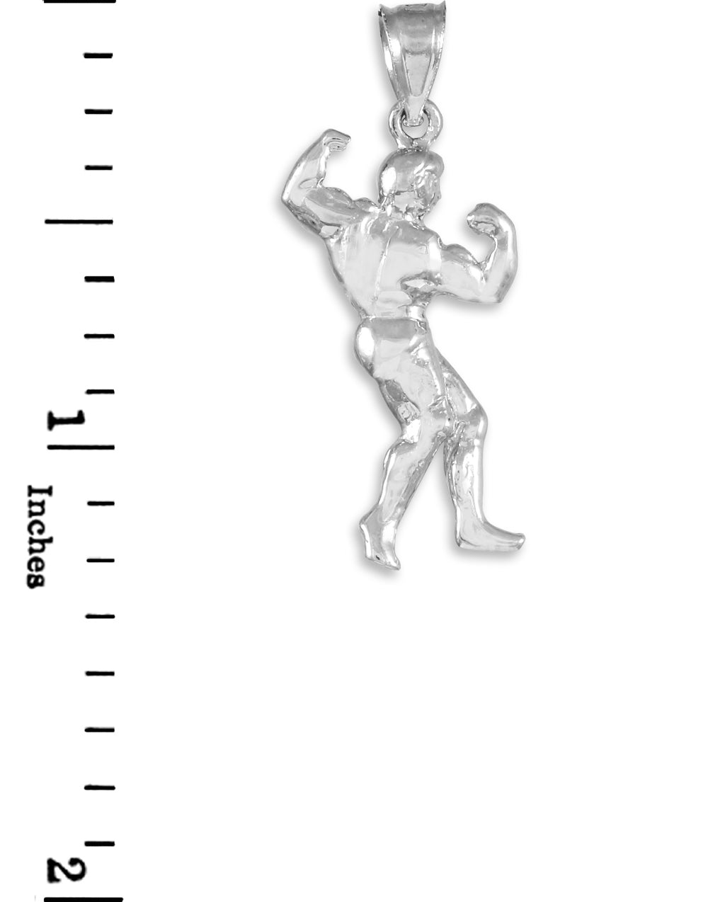 Sterling Silver Full Bodybuilder Sports Pendant Necklace, view 3