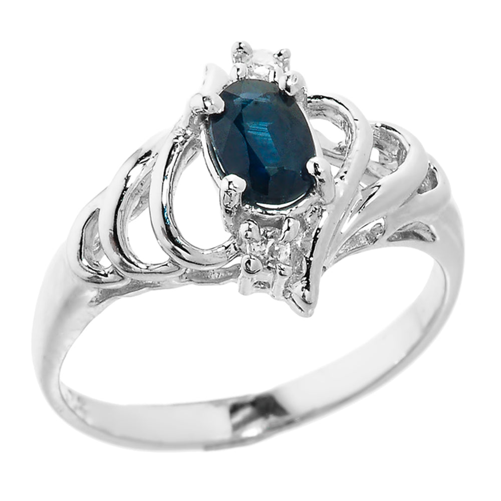 Sterling Silver Genuine Dark Blue Sapphire September Birthstone Ladies Ring