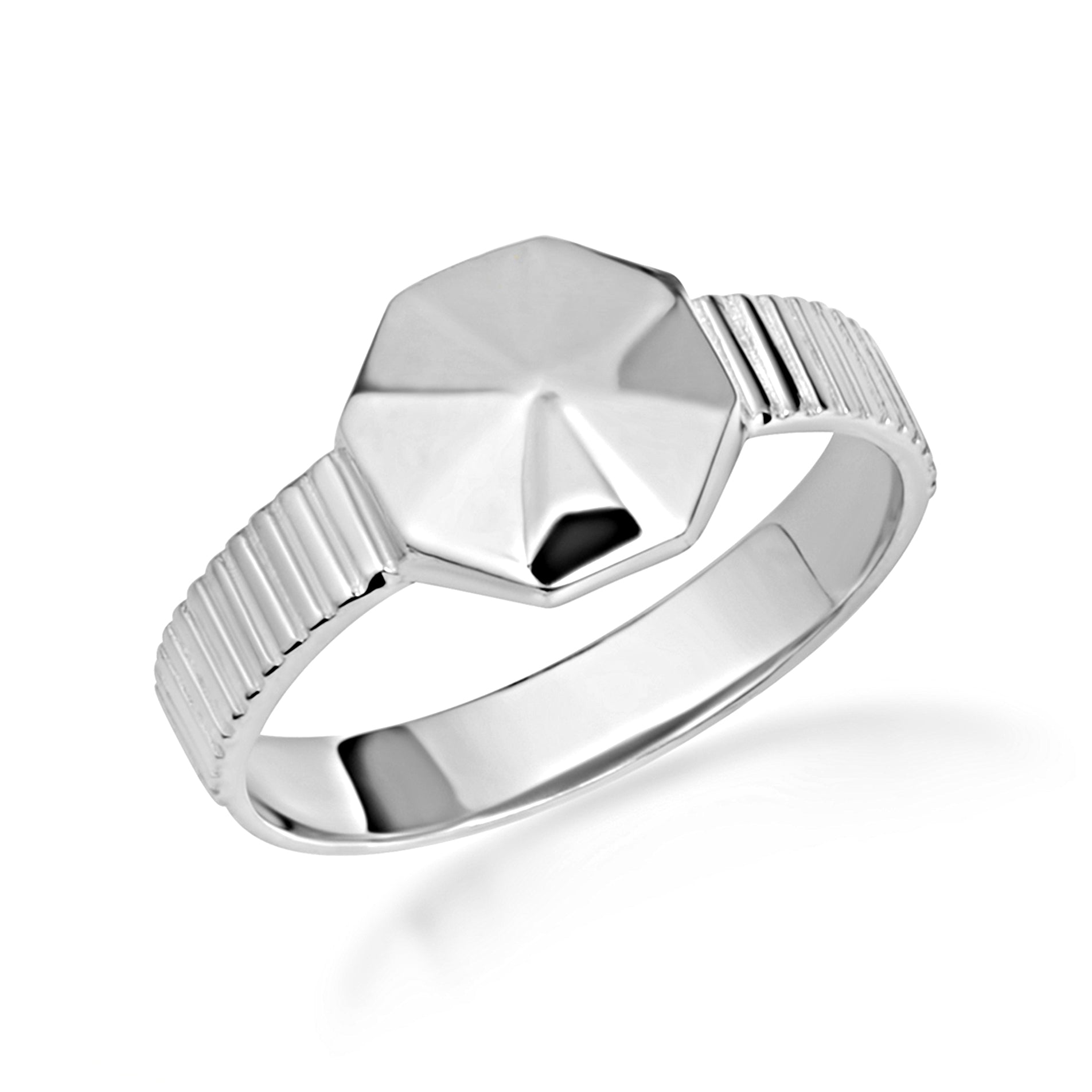 Sterling Silver Geometric Striped Band Ring