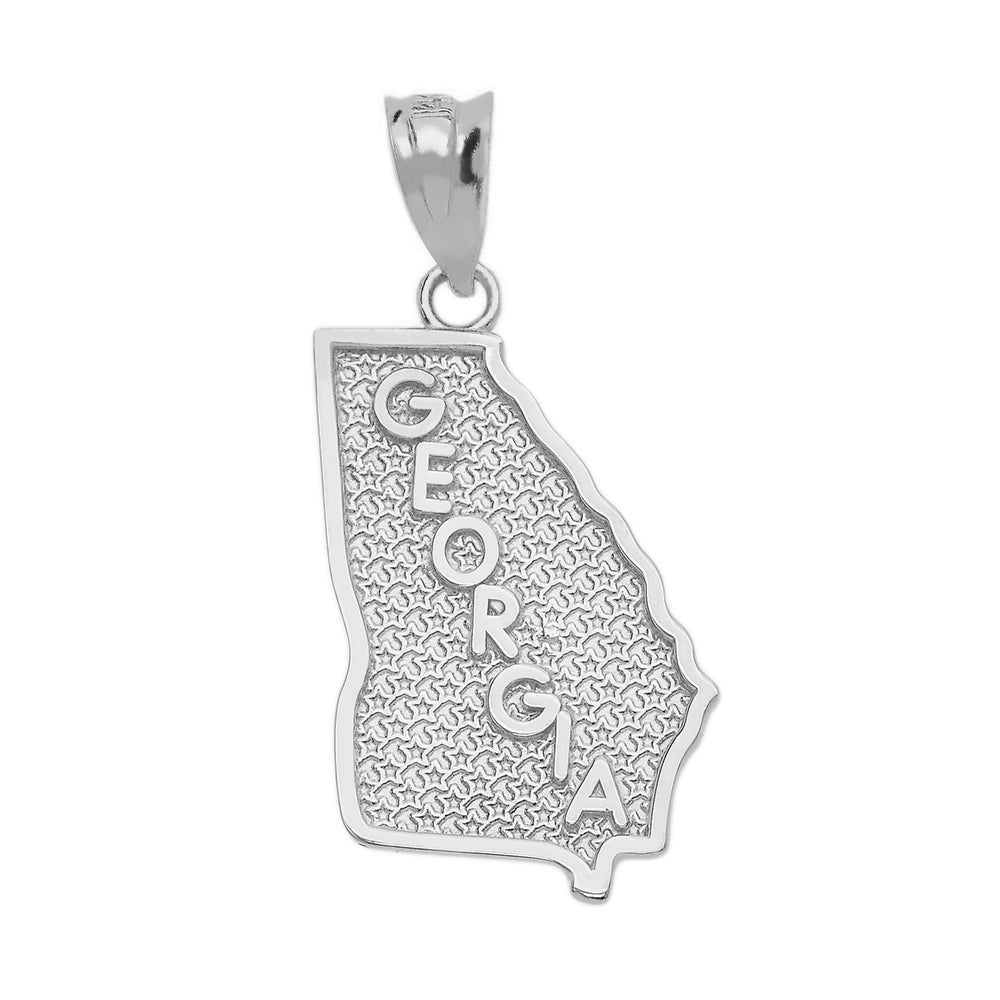 Sterling Silver Georgia State Map Pendant Necklace, view 2