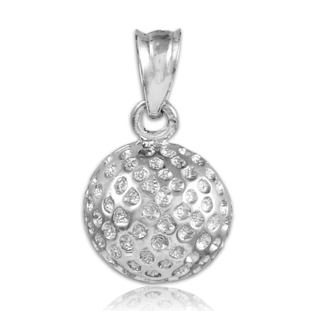 Sterling Silver Golf Ball Sports Pendant Necklace, view 2
