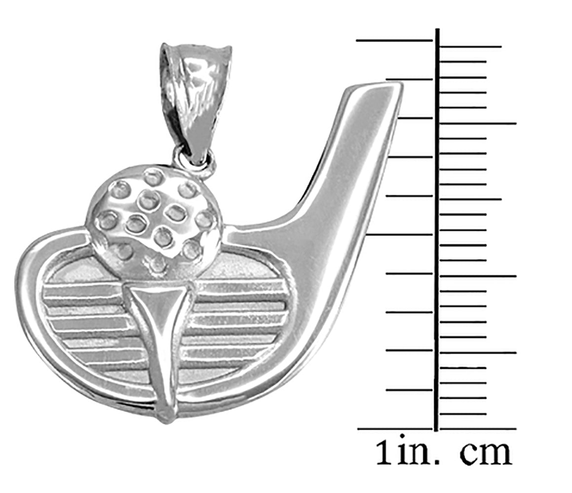 Sterling Silver Golf Club Ball Pendant Necklace, view 2