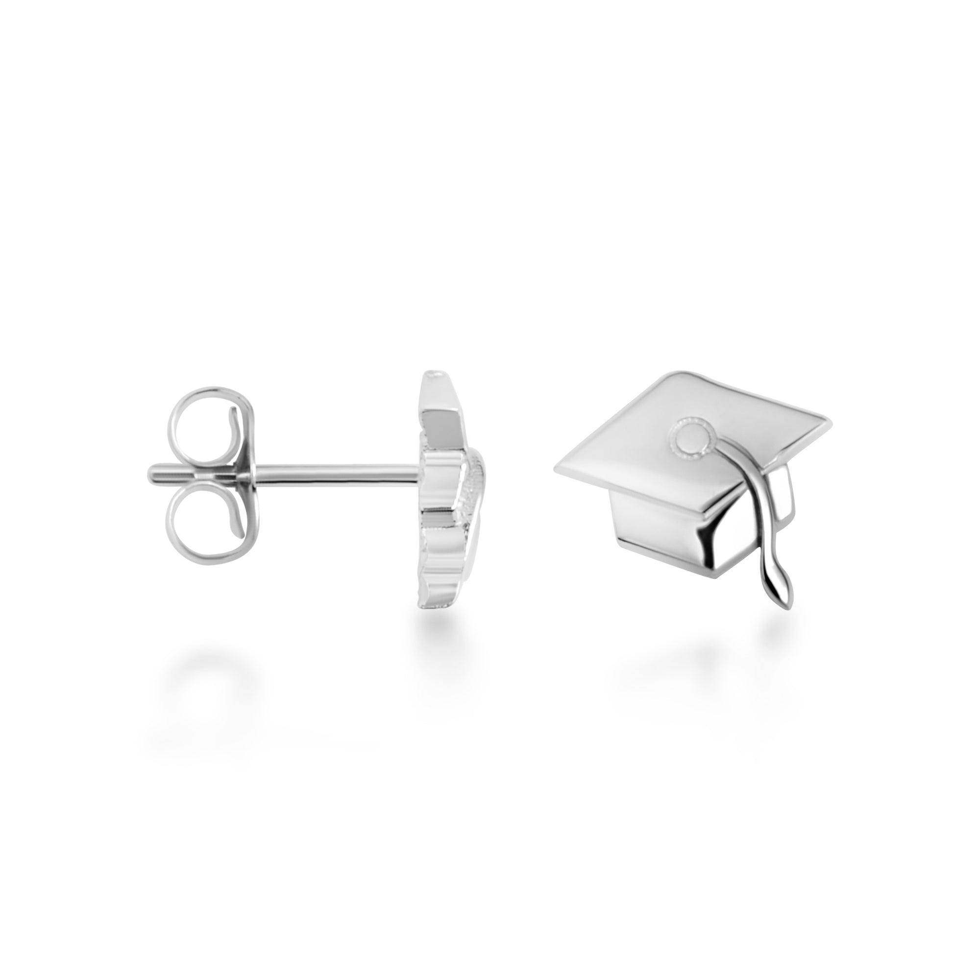Sterling Silver Graduation Cap Stud Earrings