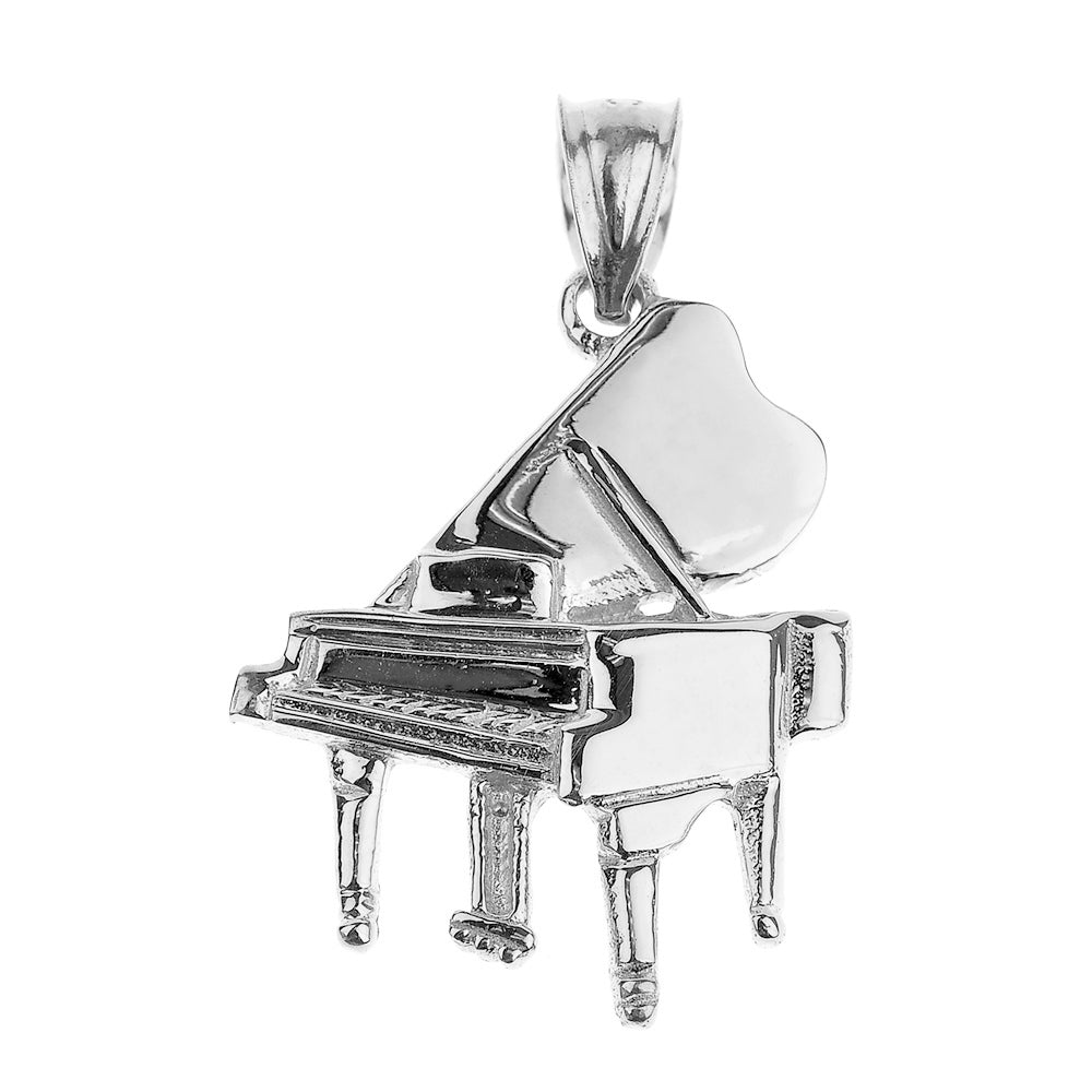 Sterling Silver Grand Piano Pendant Necklace, view 2