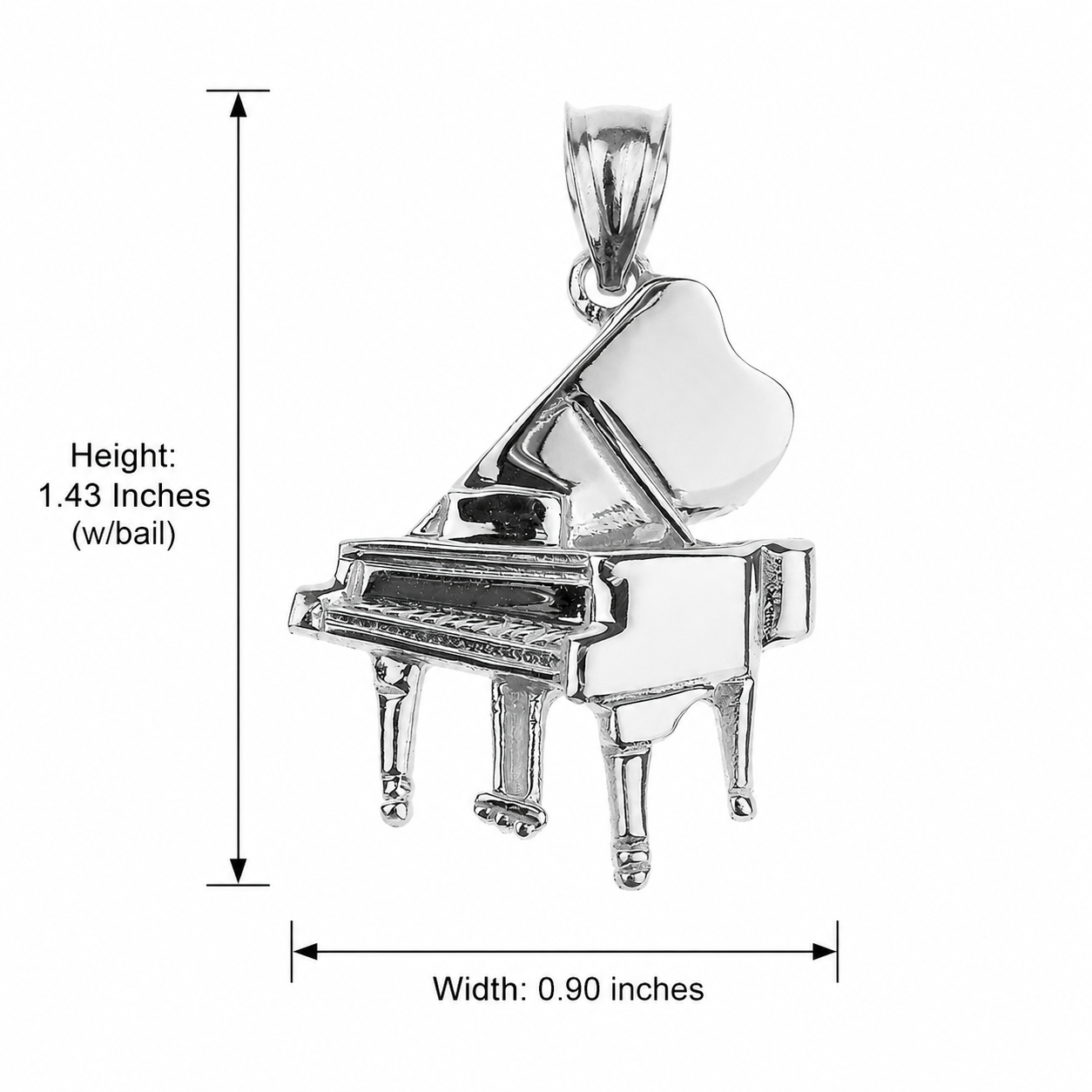 Sterling Silver Grand Piano Pendant Necklace, view 3