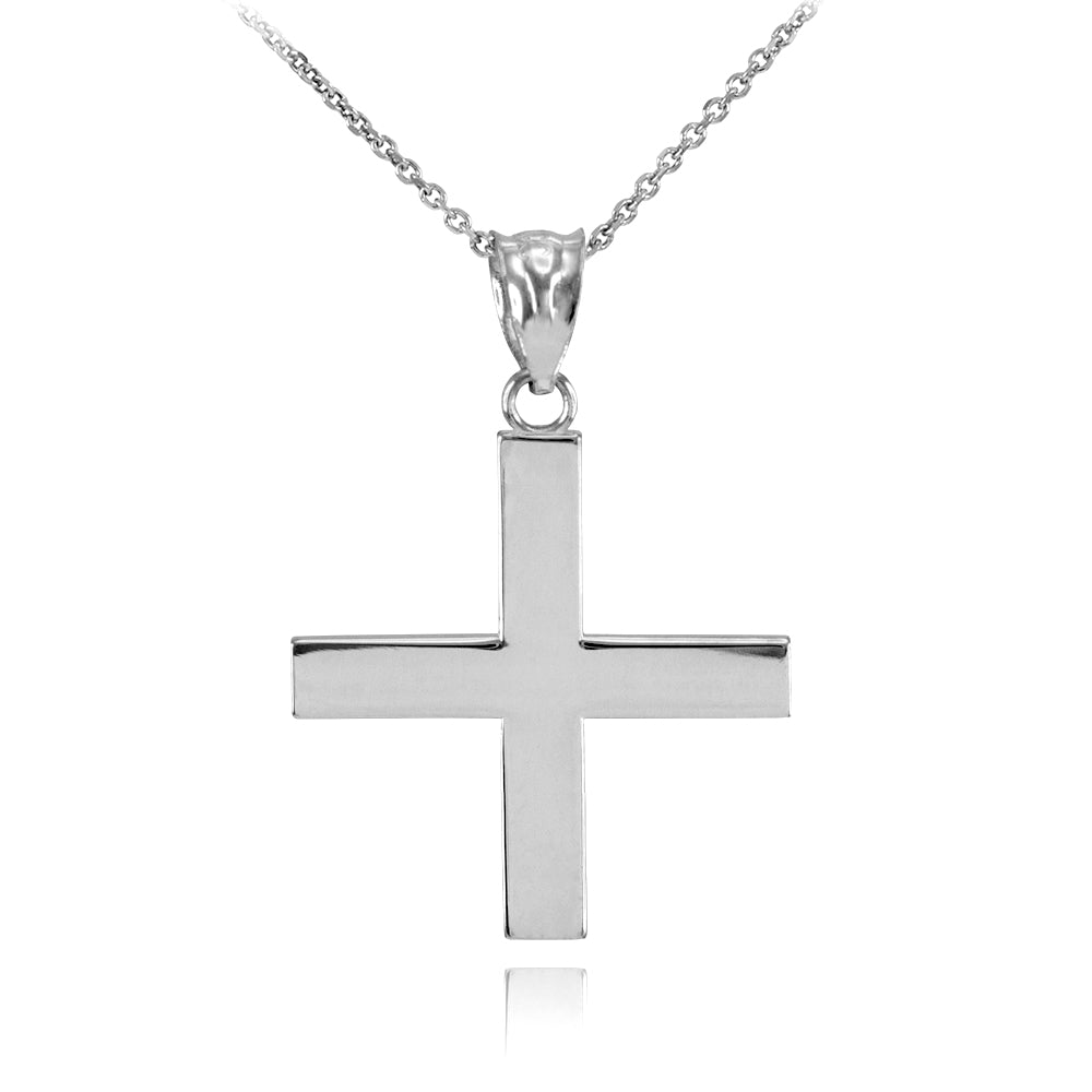 Sterling Silver Greek Cross Pendant Necklace, view 2
