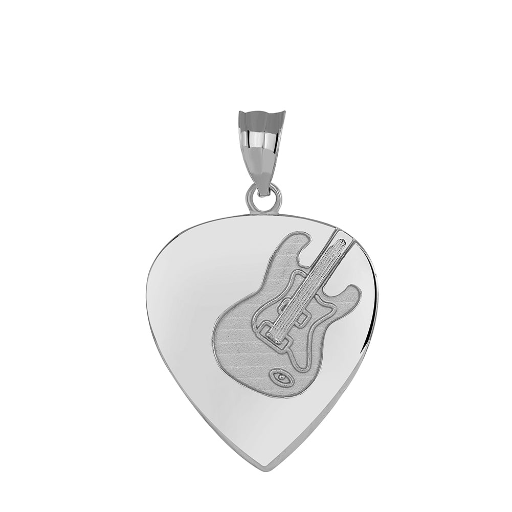 Sterling Silver Guitar Pick Pendant Necklace, view 2