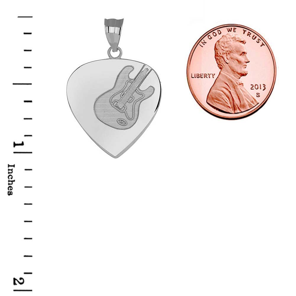 Sterling Silver Guitar Pick Pendant Necklace, view 3
