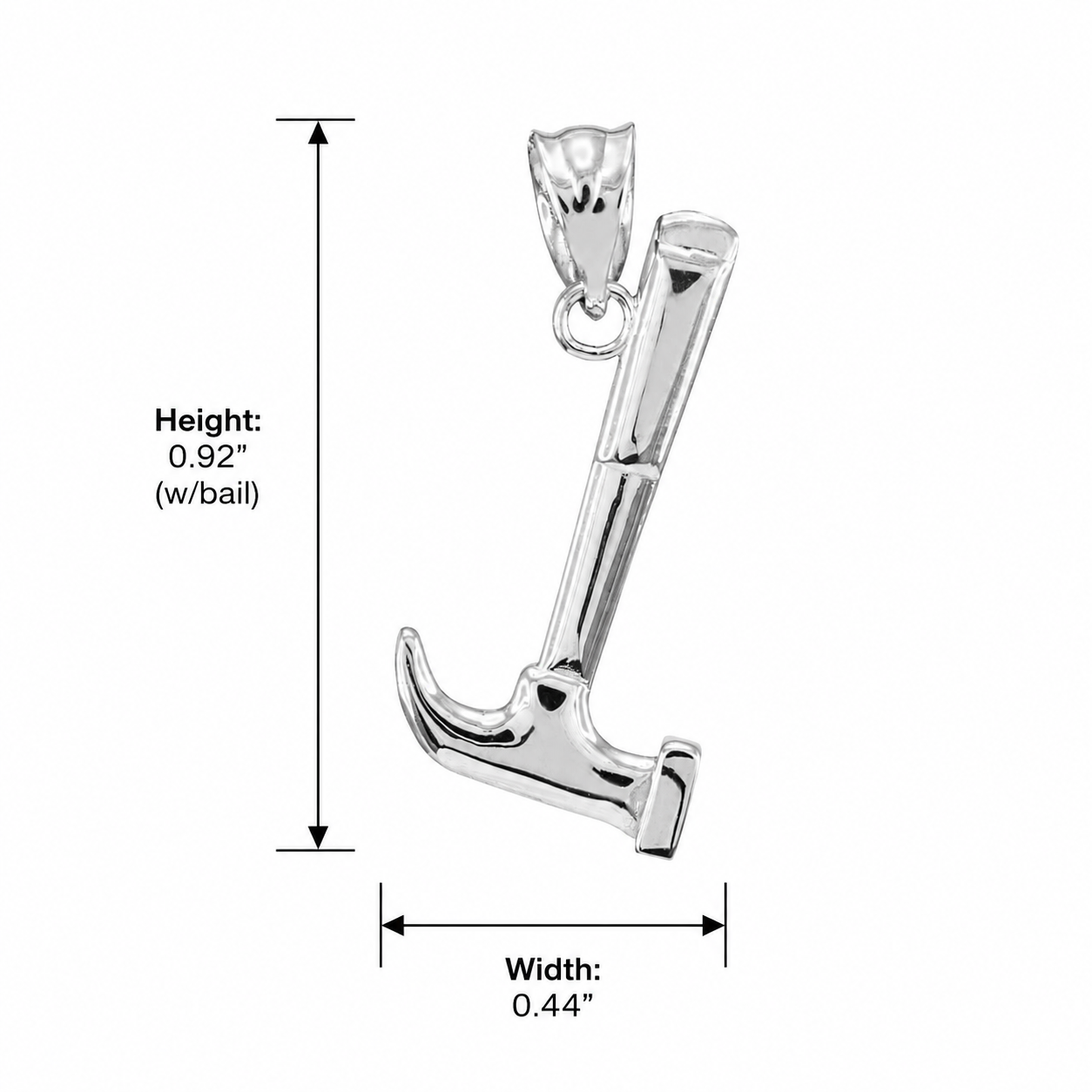 Sterling Silver Hammer Pendant Necklace, view 2