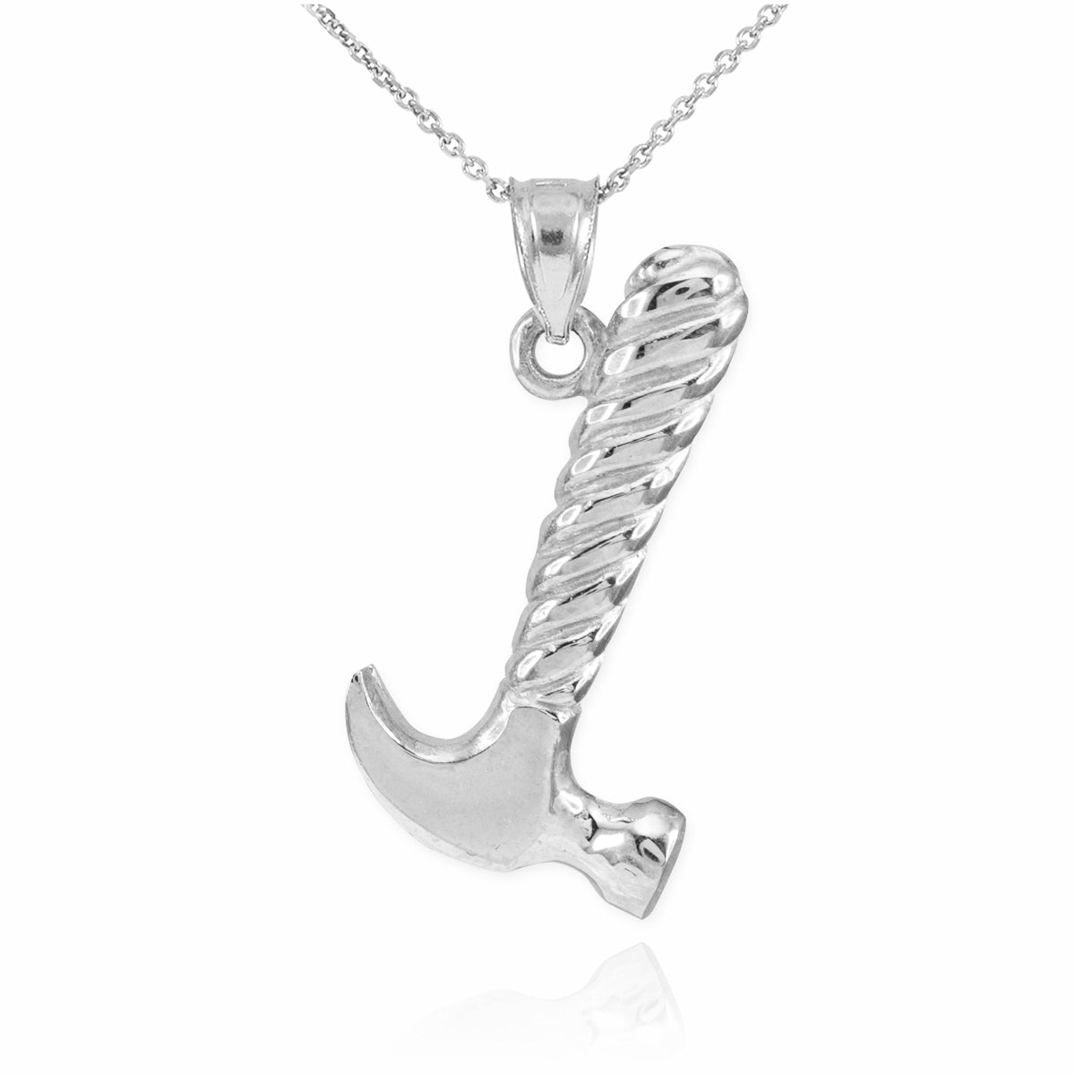 Sterling Silver Hammer Pendant Necklace — Weight: 1.6 g
