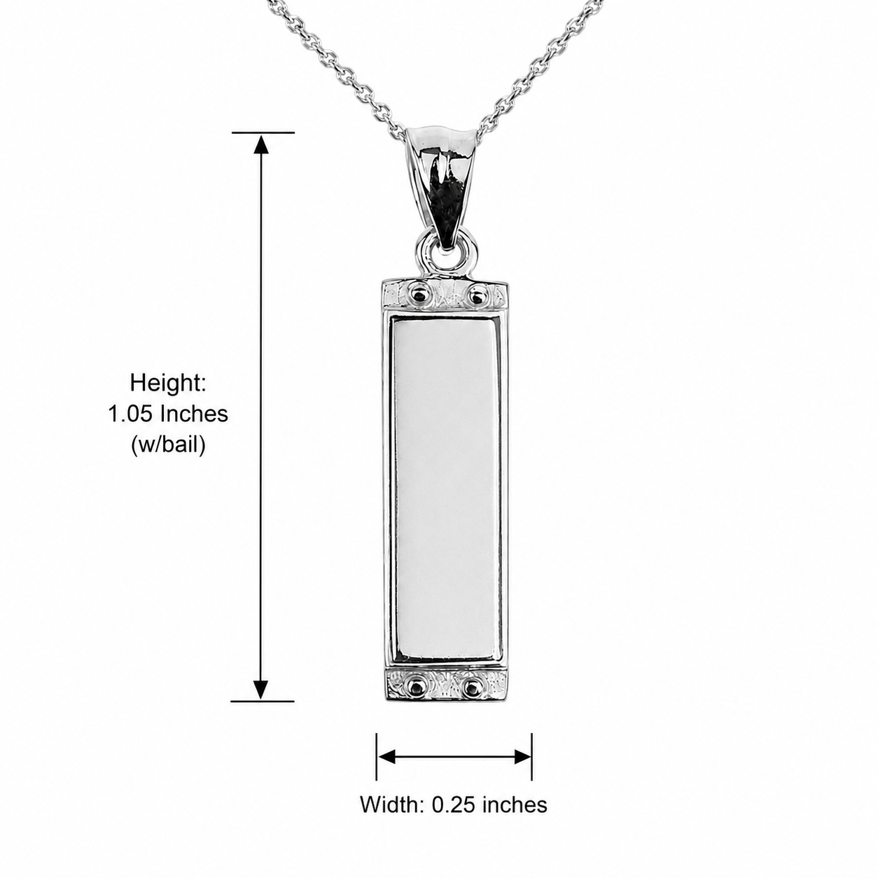 Sterling Silver Harmonica Pendant Necklace, view 2