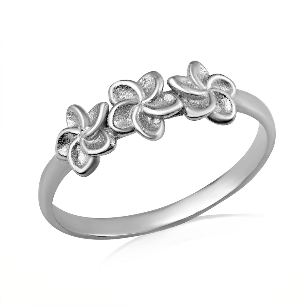 Sterling Silver Hawaiian Flower Plumeria Ring