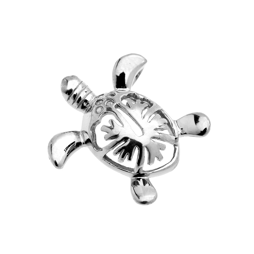 Sterling Silver Hawaiian Honu Turtle Hidden Bail Pendant Necklace, view 2