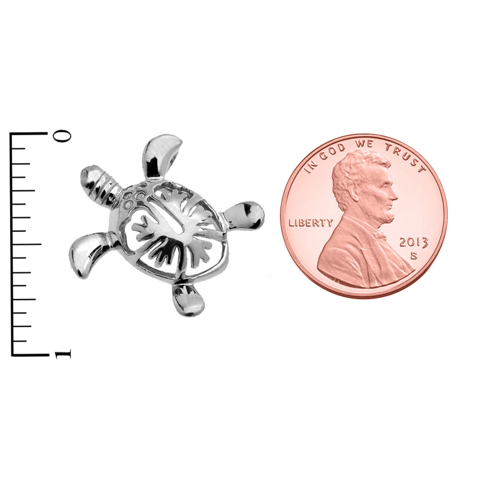 Sterling Silver Hawaiian Honu Turtle Hidden Bail Pendant Necklace, view 3