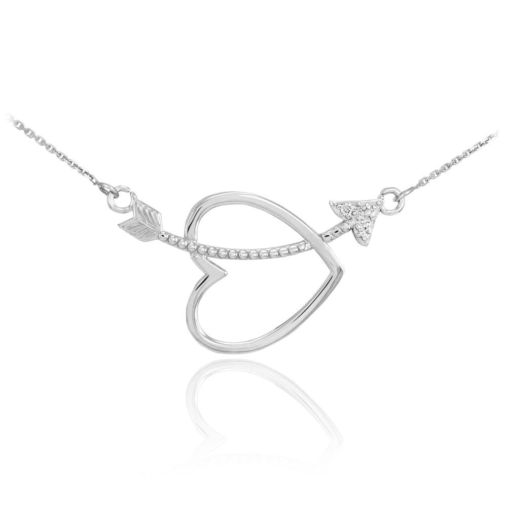 Sterling Silver Heart & Arrow CZ Necklace