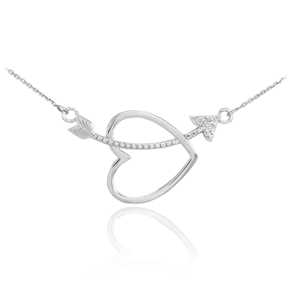 Sterling Silver Heart & Arrow CZ Necklace