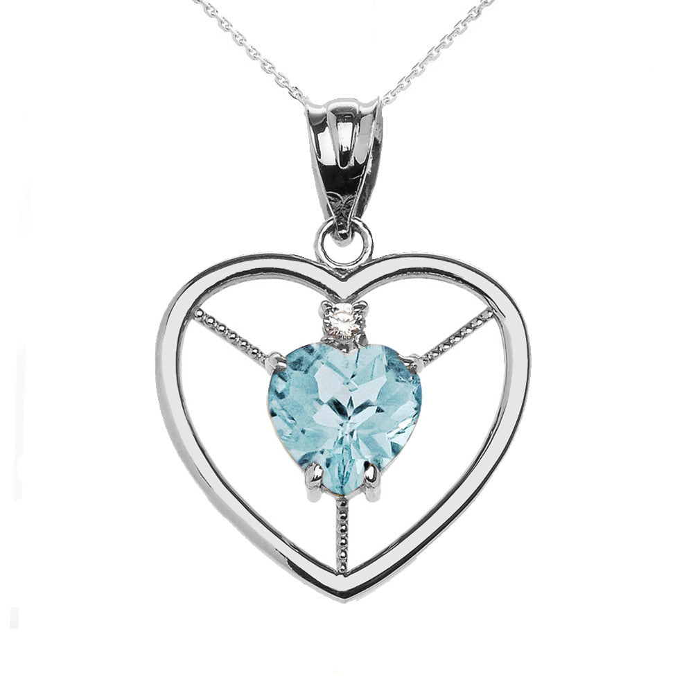 Sterling Silver Heart Cubic Zirconia Birthstone Pendant Necklace, view 4