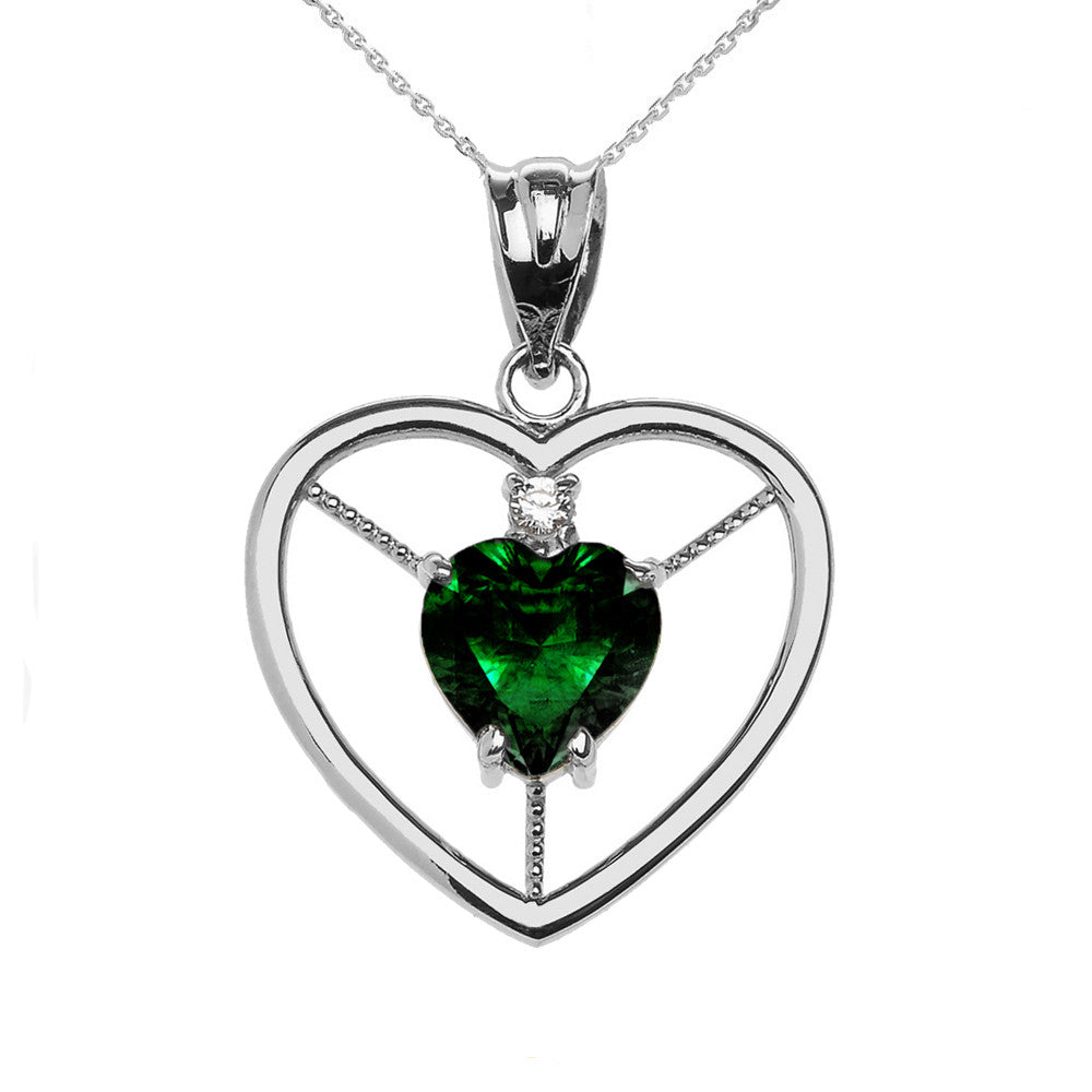 Sterling Silver Heart Cubic Zirconia Birthstone Pendant Necklace, view 7