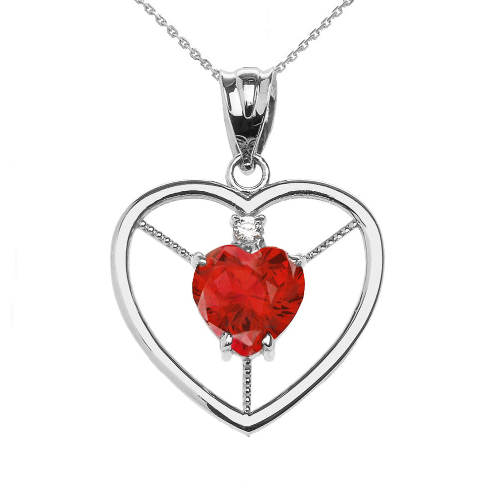Sterling Silver Heart Cubic Zirconia Birthstone Pendant Necklace, view 8