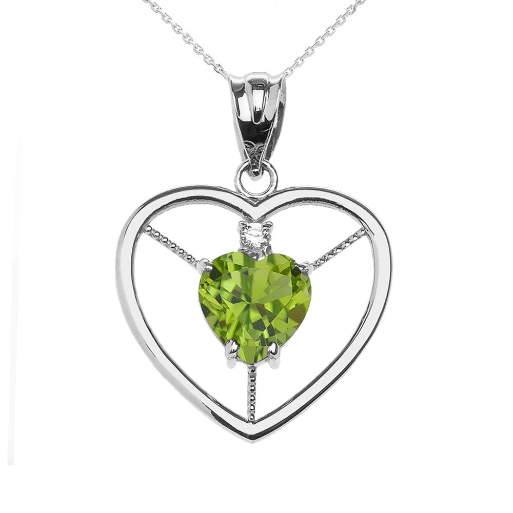 Sterling Silver Heart Cubic Zirconia Birthstone Pendant Necklace, view 9