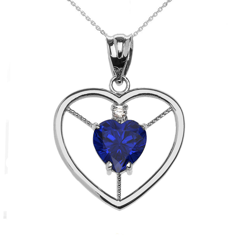 Sterling Silver Heart Cubic Zirconia Birthstone Pendant Necklace, view 11