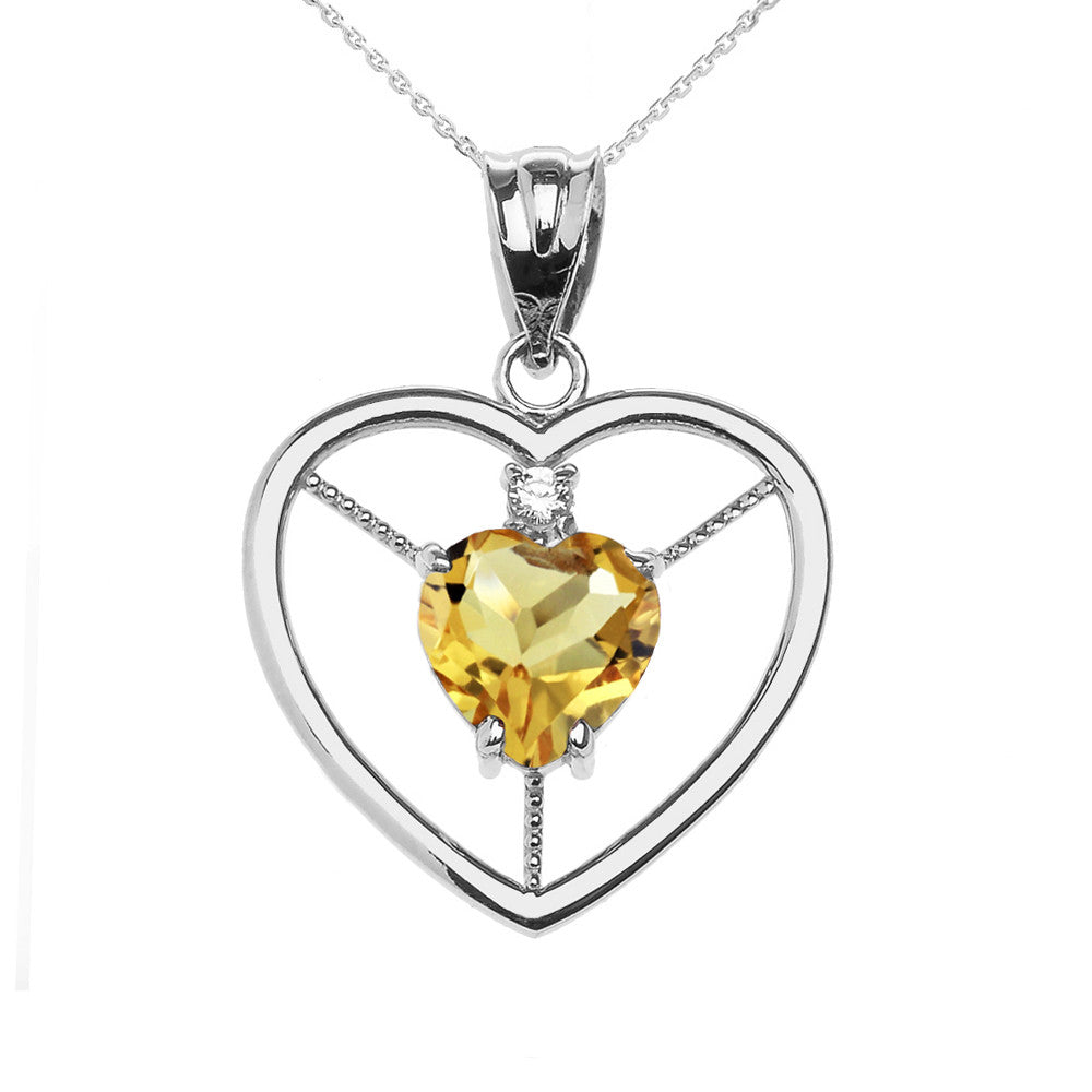Sterling Silver Heart Cubic Zirconia Birthstone Pendant Necklace, view 14
