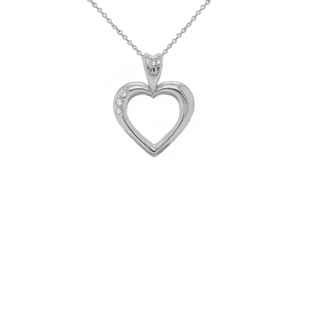 Sterling Silver Heart Diamond Pendant Necklace