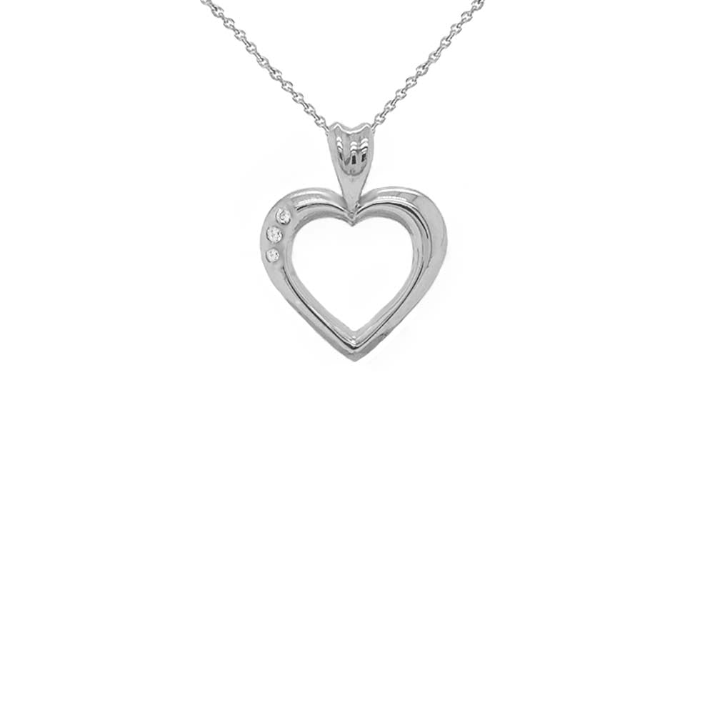 Sterling Silver Heart Diamond Pendant Necklace