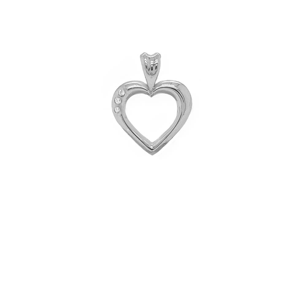 Sterling Silver Heart Diamond Pendant Necklace, view 2